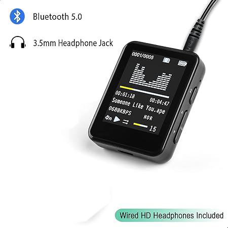Gambar produk LOSHITOO MP3 Digital Audio Player Walkman MP4 Bluetooth 5.0 1.77 Inch - MP3-A7