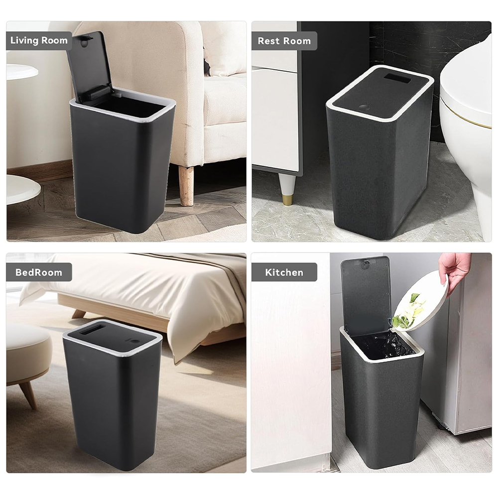Gambar produk Trevice Tempat Sampah Tekan Press Trash Bin Smooth Opening 15L - T15