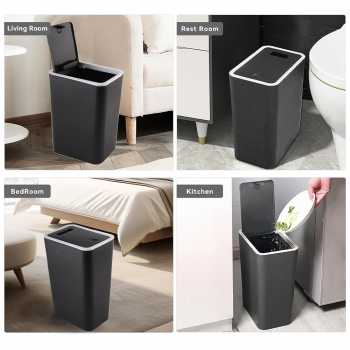 Gambar produk Trevice Tempat Sampah Tekan Press Trash Bin Smooth Opening 15L - T15