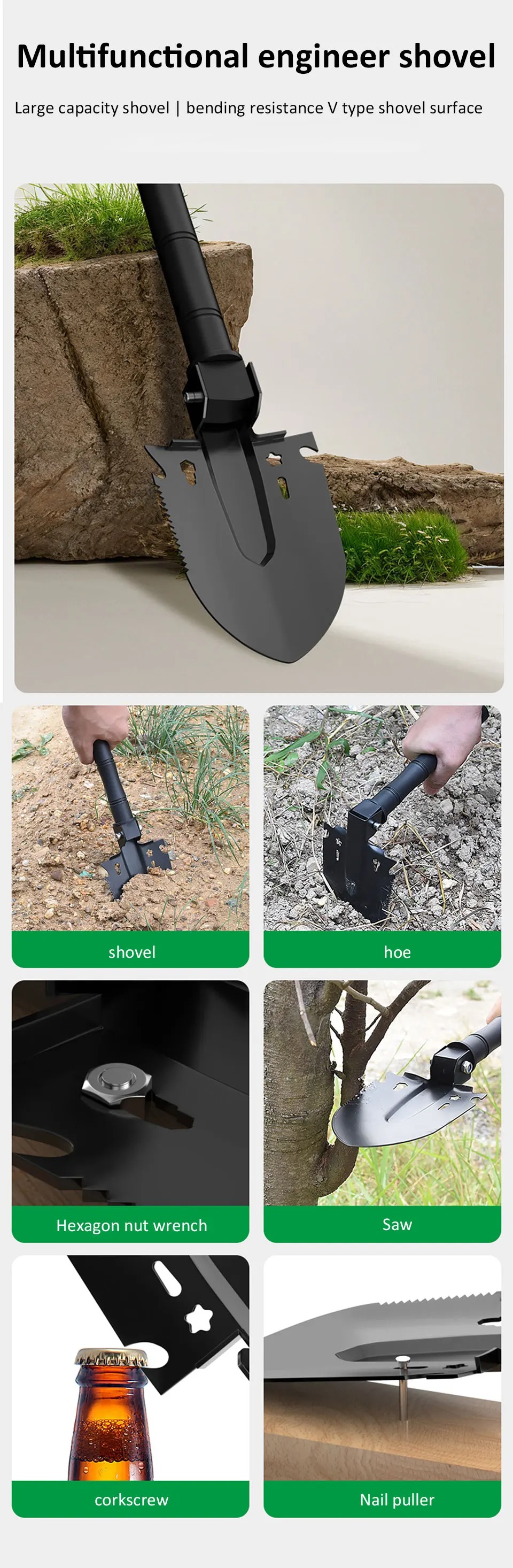Gambar produk TMCC Sekop Portable Multifungsi Engineer Shovel Stainless Steel 304 - TM-365