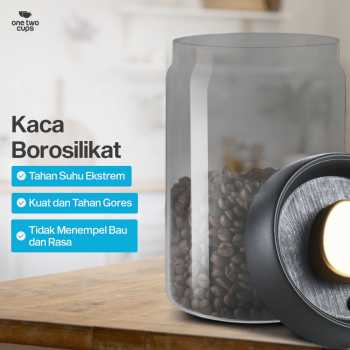 Gambar produk One Two Cups Toples Kaca Penyimpanan Biji Kopi Vacuum Sealed Lid 900ml - SE41