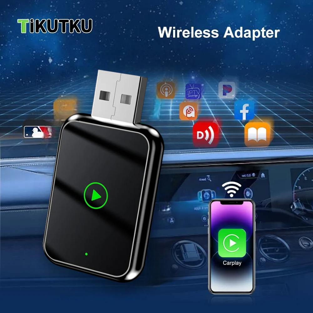 TiKUTKU Wireless Apple CarPlay Adapter USB Dongle Bluetooth 5.3 - OT101 Gambar produk TiKUTKU Wireless Apple CarPlay Adapter USB Dongle Bluetooth 5.3 - OT101