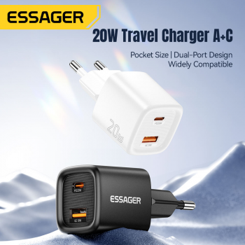 ESSAGER Kepala Charger Dual Port Fast Charging PD USB Type C 20W - ES-CD54
