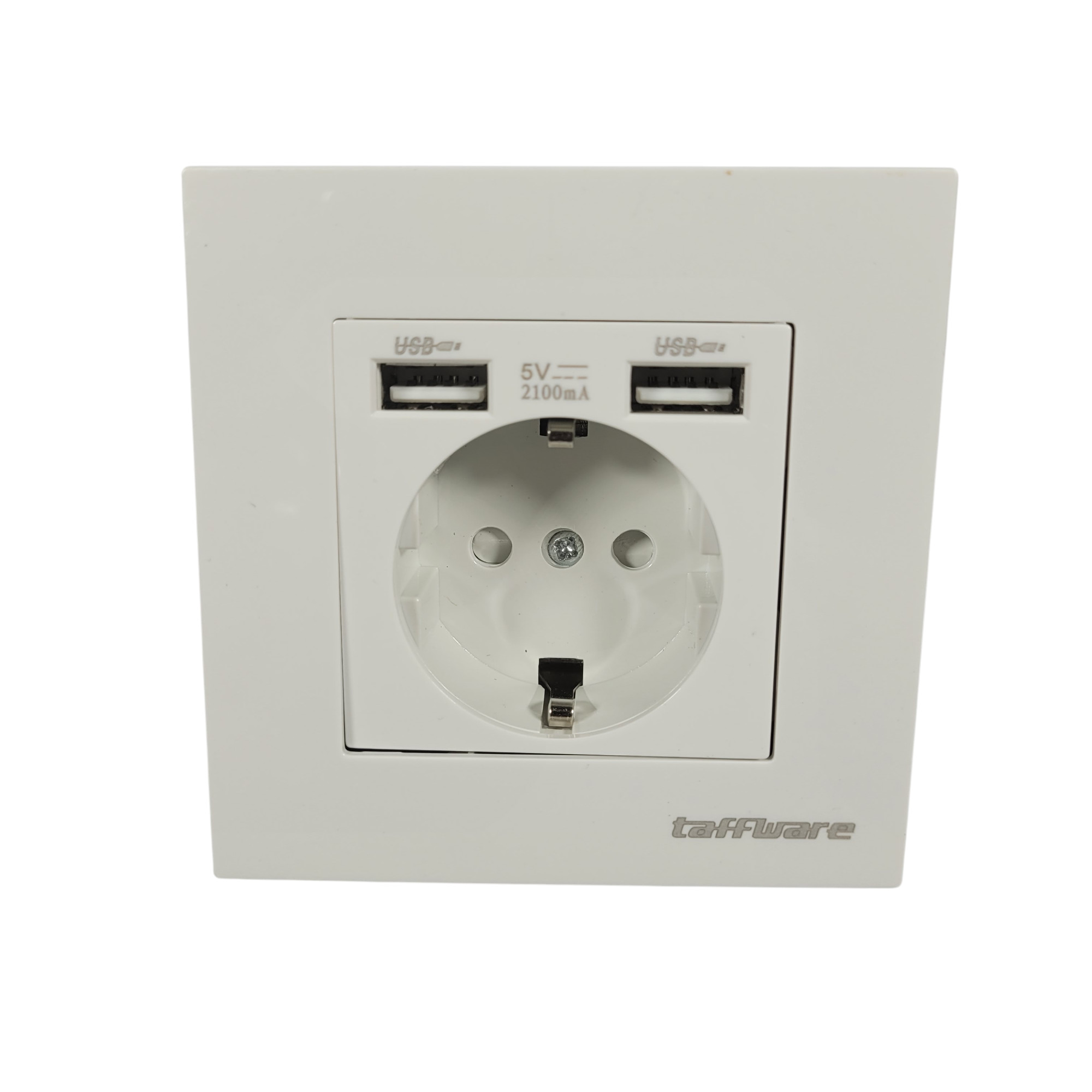 Gambar produk Taffware Stop Kontak EU Colokan Listrik Dinding dan 2 Port USB 2100 mA - WS222