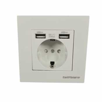 Gambar produk Taffware Stop Kontak EU Colokan Listrik Dinding dan 2 Port USB 2100 mA - WS222