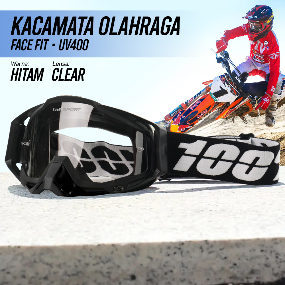 Gambar produk TaffSPORT Kacamata Helm Motor Goggles UV400 Protection Windproof Clear - UV400