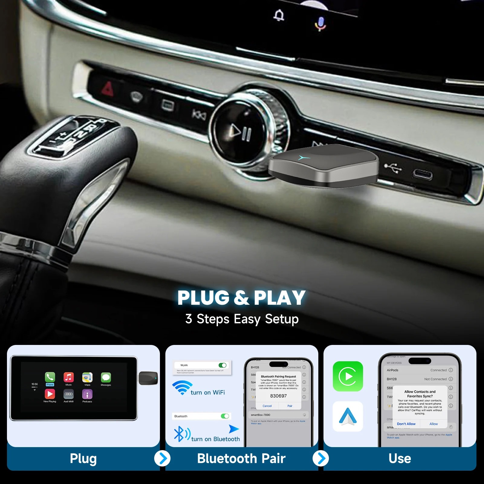 Gambar produk SPEDAL Wireless CarPlay Adapter USB Dongle Android Auto Bluetooth - OT110