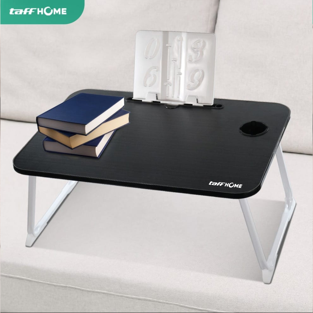 TaffHOME Meja Lipat Laptop Foldable Bed Table with Drawer Cup Holder 70x48cm - BO-67 Gambar produk TaffHOME Meja Lipat Laptop Foldable Bed Table with Drawer Cup Holder 70x48cm - BO-67