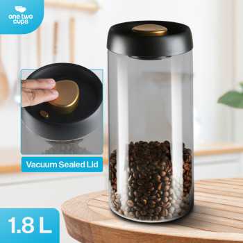 One Two Cups Toples Kaca Penyimpanan Biji Kopi Vacuum Sealed Lid - SE41