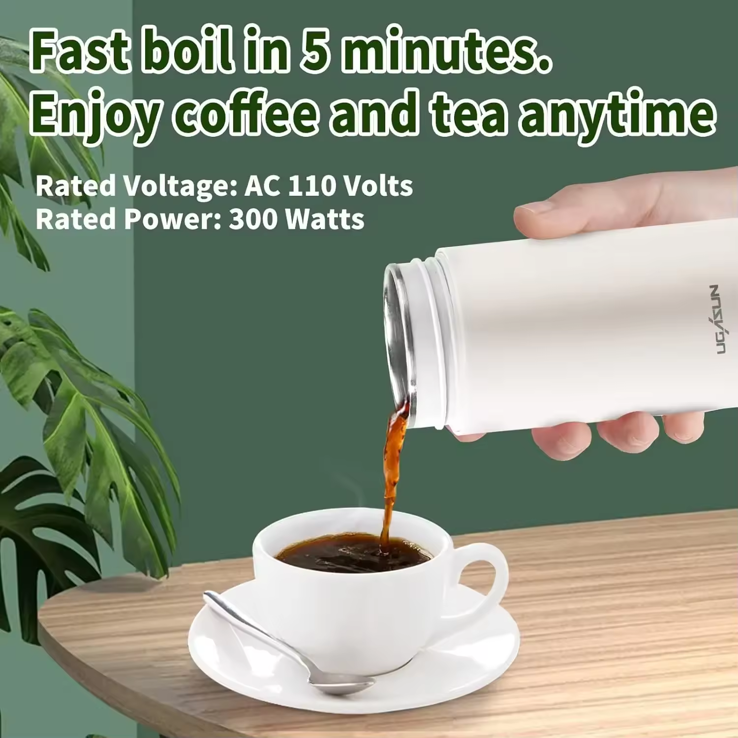 Gambar produk LIGSUN Travel Kettle Electric Stainless Steel Automatic Shut Off 400ml - LOF40