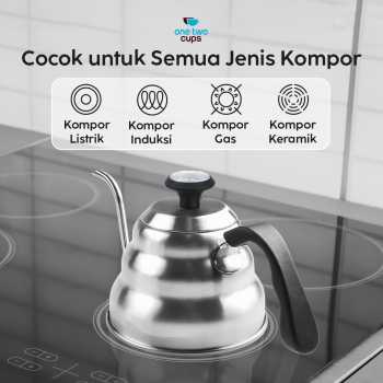 Gambar produk One Two Cups Teko Kopi Leher Angsa Pour Over Kettle Thermometer 900ml - LZP-8003
