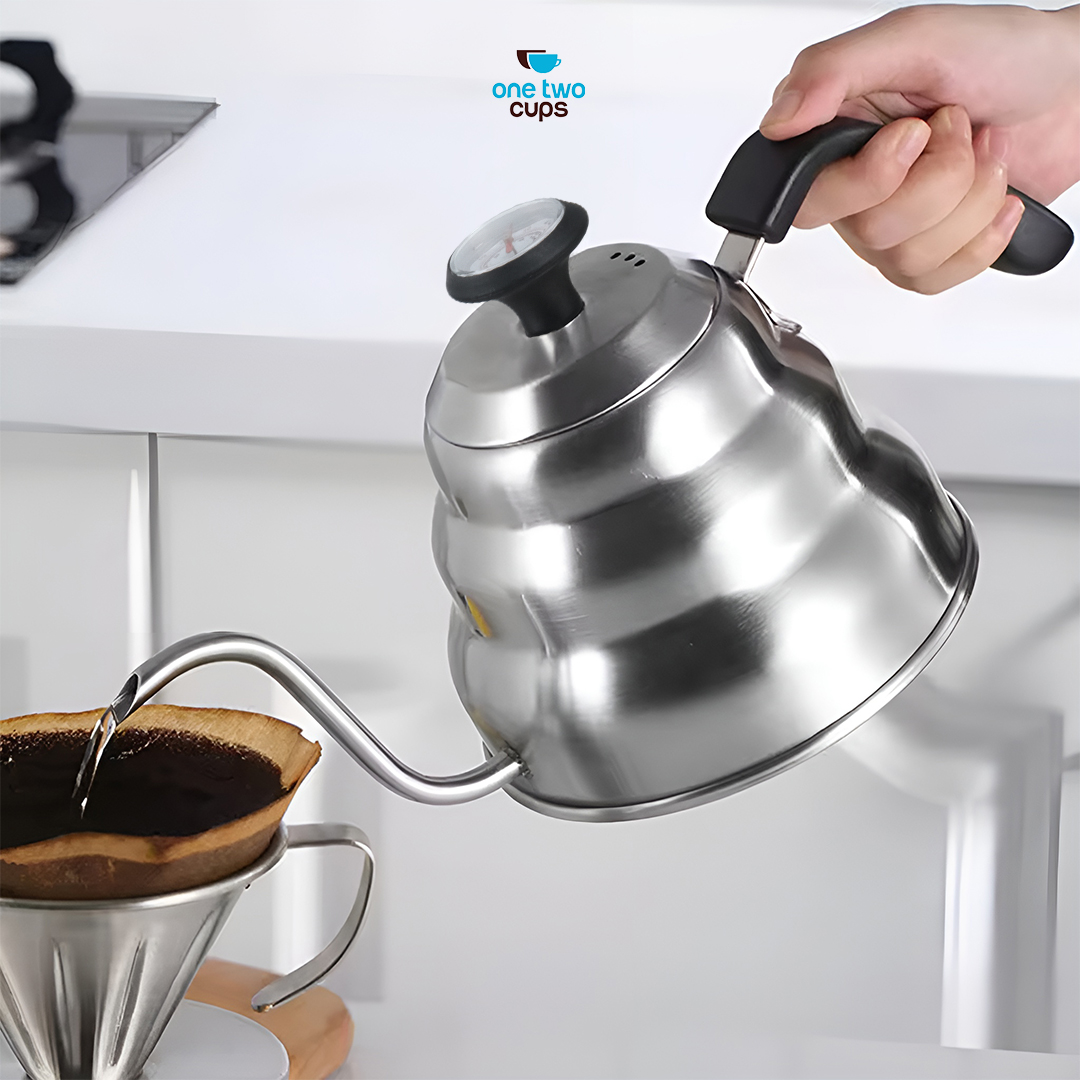 Gambar produk One Two Cups Teko Kopi Leher Angsa Pour Over Kettle Thermometer 900ml - LZP-8003