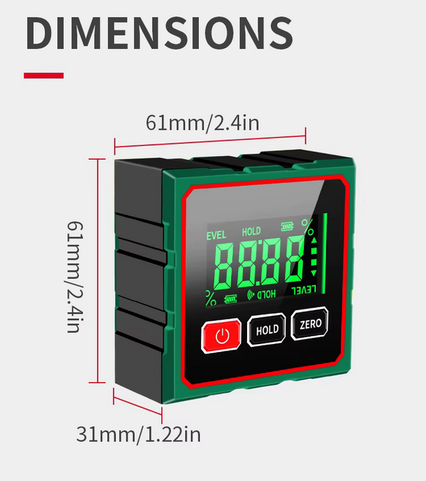 Gambar produk Shunmaii Inclinometer Digital Alat Ukur Kemiringan Magnetik 400mA - JC100