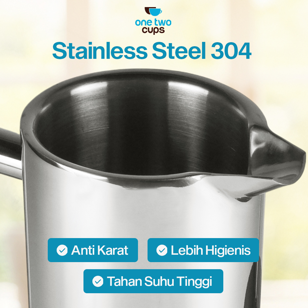 One Two Cups French Press Coffee Maker Pot Plunger Stainless Steel 800ml - FP1L Gambar produk One Two Cups French Press Coffee Maker Pot Plunger Stainless Steel 800ml - FP1L