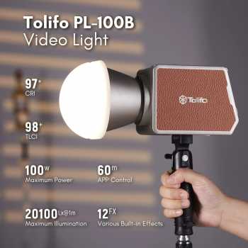 Tolifo Lampu Palm LED Bowens Video Light Bi-Color 2700-6500K 100W - PL-100B