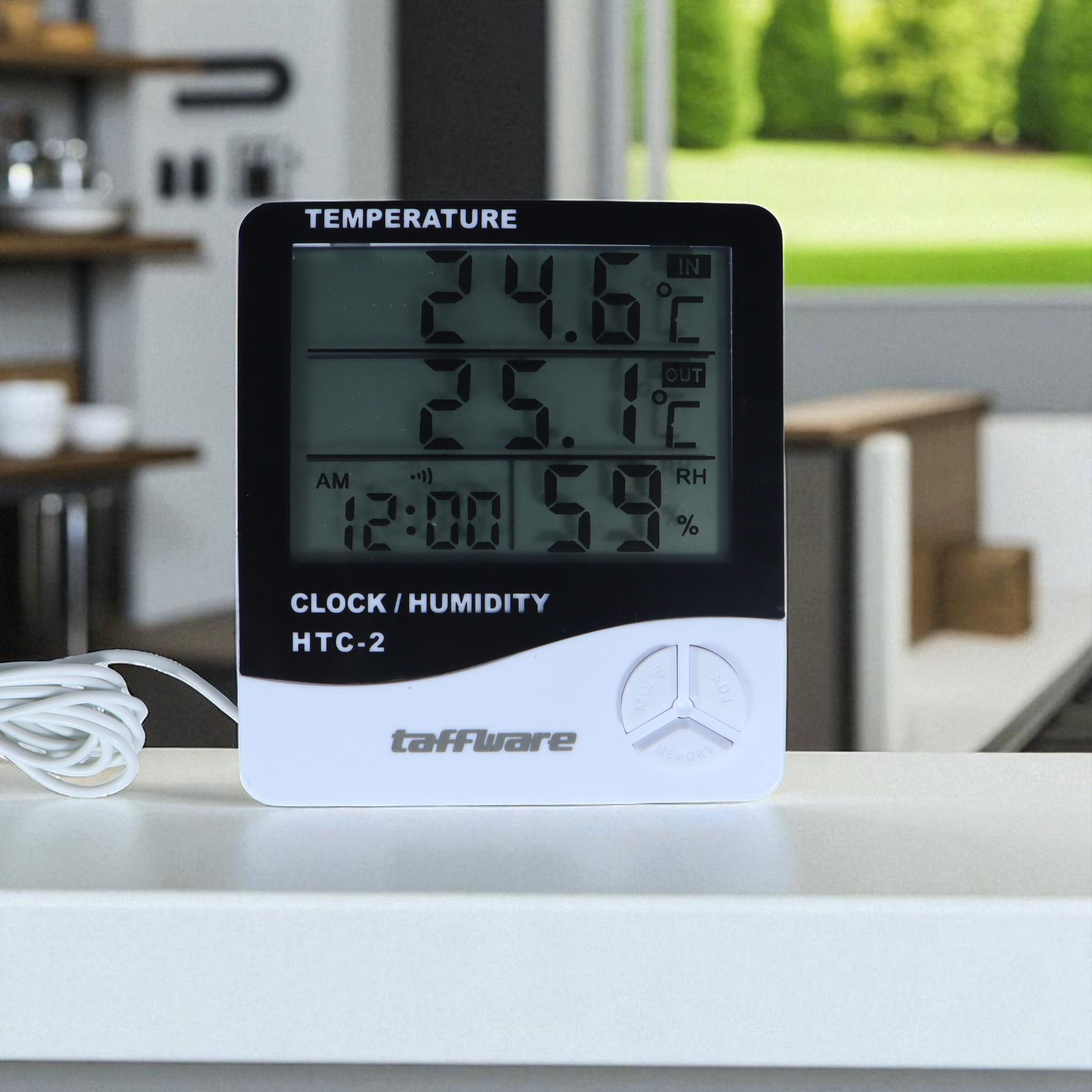 Gambar produk Taffware Alat Pengukur Suhu Humidity Digital Temperature Meter Clock - HTC-2