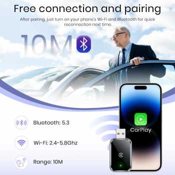 Gambar produk TiKUTKU Wireless Apple CarPlay Adapter USB Dongle Bluetooth 5.3 - OT101