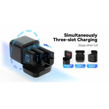 Gambar produk TELESIN Charger Baterai 3 Slot GoPro Hero 9/10/11/12 with 2 Batteries - S0-BCG-04-TGP
