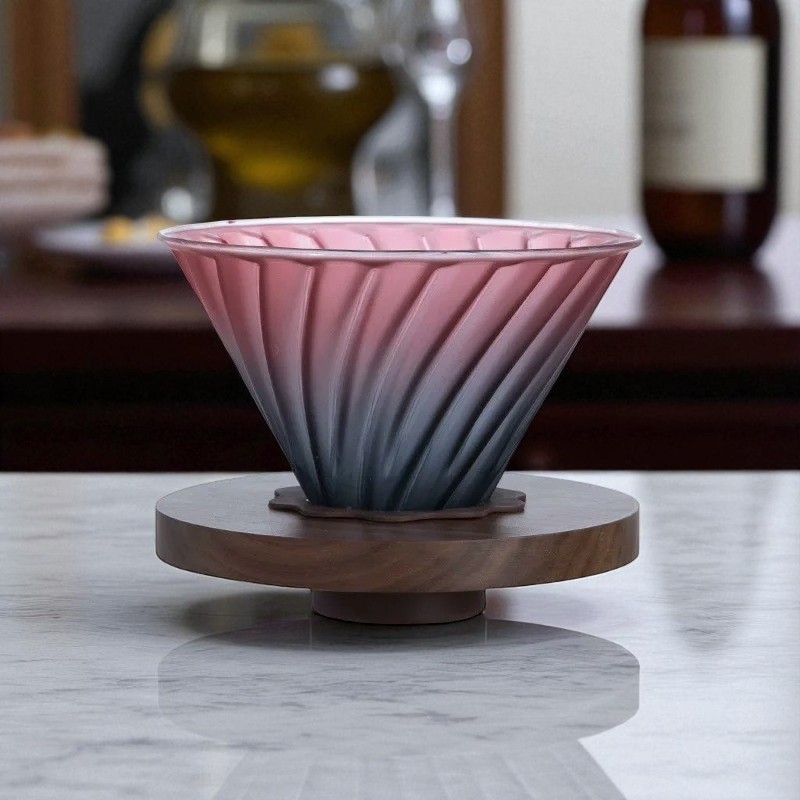 Gambar produk ANTM Filter Penyaring Kopi V60 Coffee Dripper with Walnut Tray - SD-8106