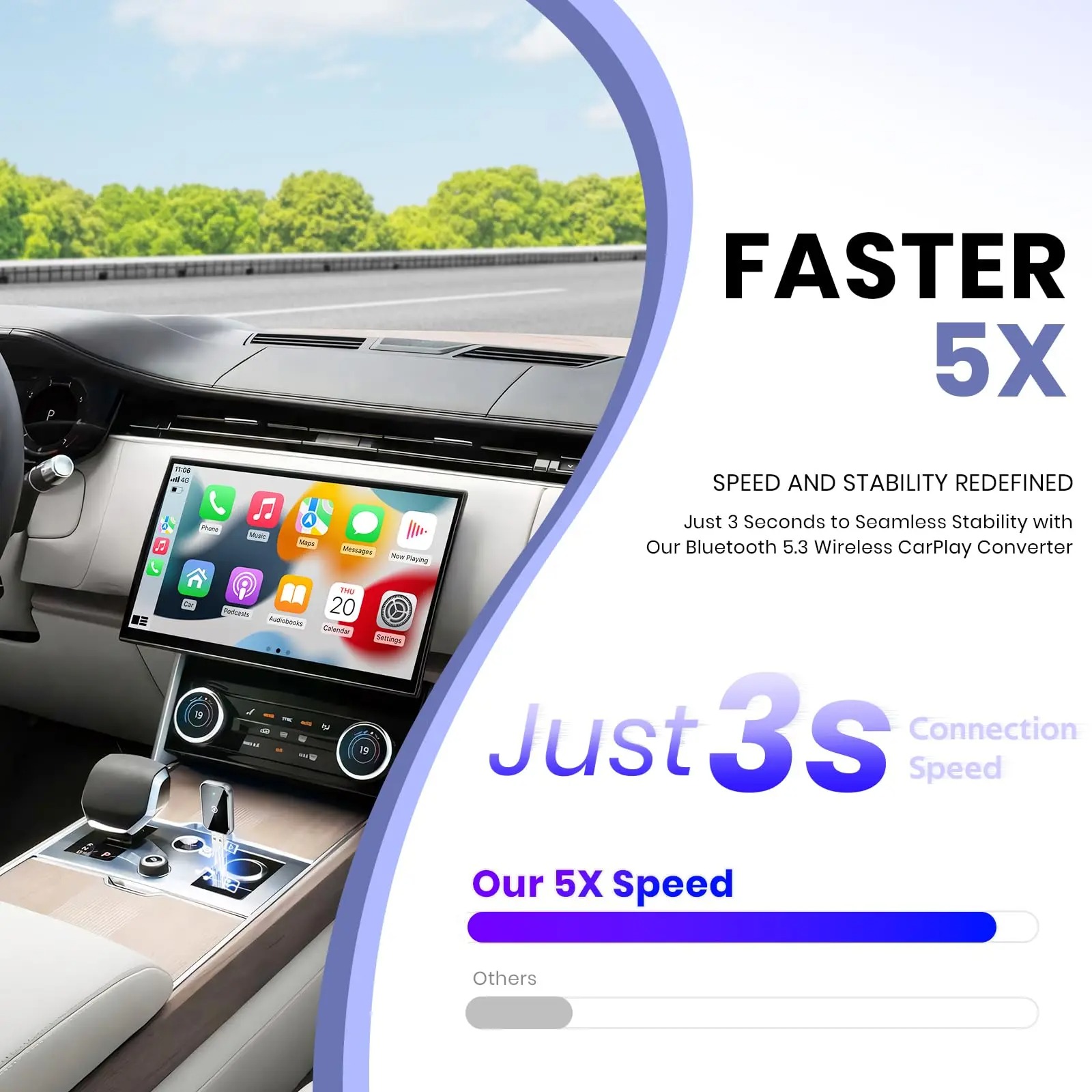 Gambar produk TiKUTKU Wireless Apple CarPlay Adapter USB Dongle Bluetooth 5.3 - OT101
