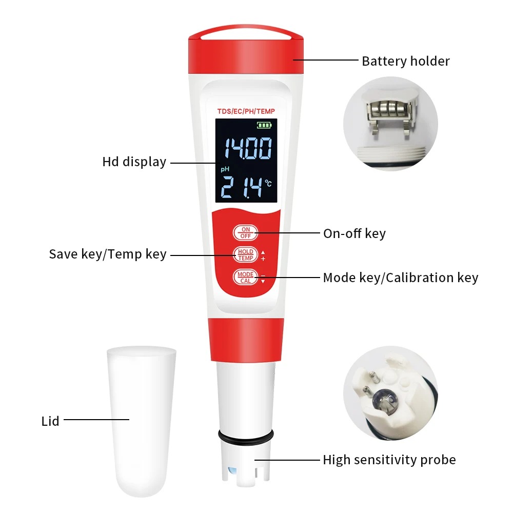 Gambar produk TOONEY Alat Pengetes Air Water Purity Quality Tester Digital 4in1 - TN359