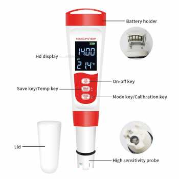Gambar produk TOONEY Alat Pengetes Air Water Purity Quality Tester Digital 4in1 - TN359