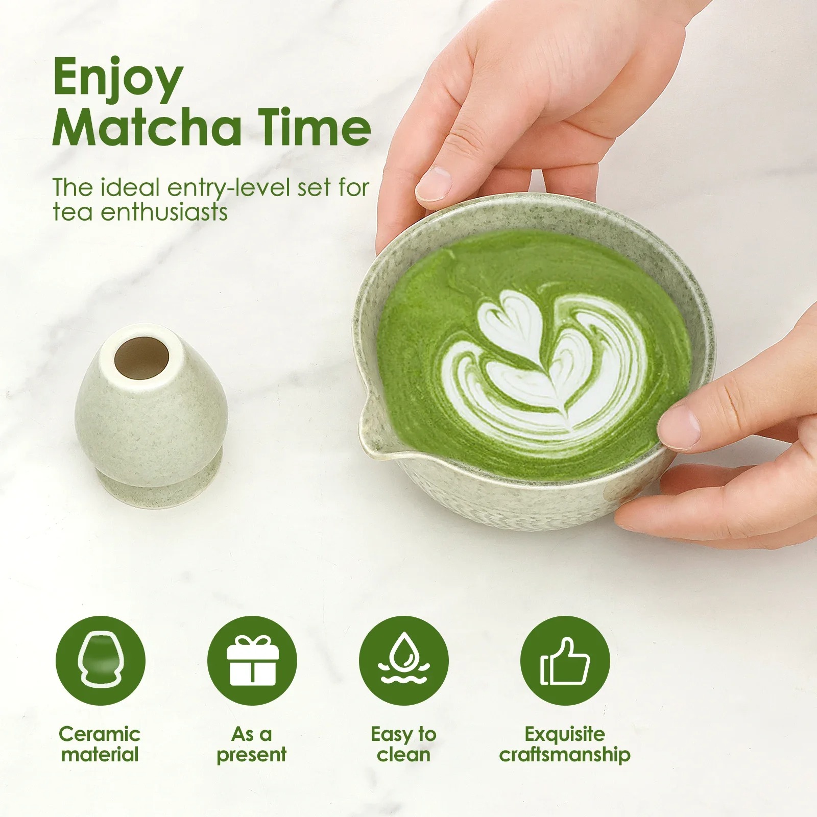 Gambar produk Willstar Matcha Set Kit Chawan Chasen Stand Ceramic 500ml 2 PCS - WS-502
