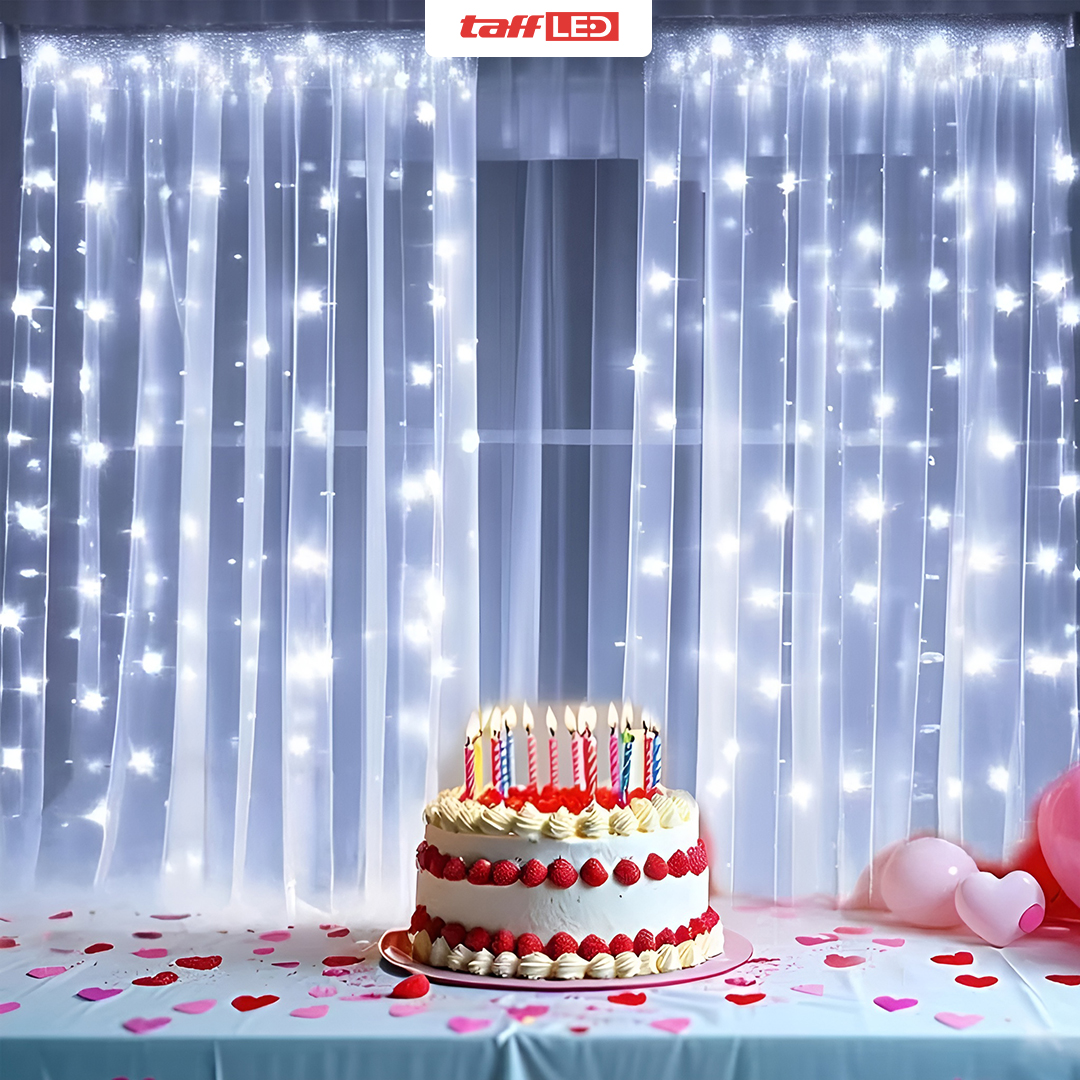 Gambar produk TaffLED Lampu Hias Gorden String Lights 3x3M 300 LED Cool White 18W - 300L