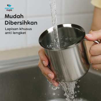One Two Cups Gelas Kopi Milk Frother Stainless Steel 400ml - WZ0011 Gambar produk One Two Cups Gelas Kopi Milk Frother Stainless Steel 400ml - WZ0011