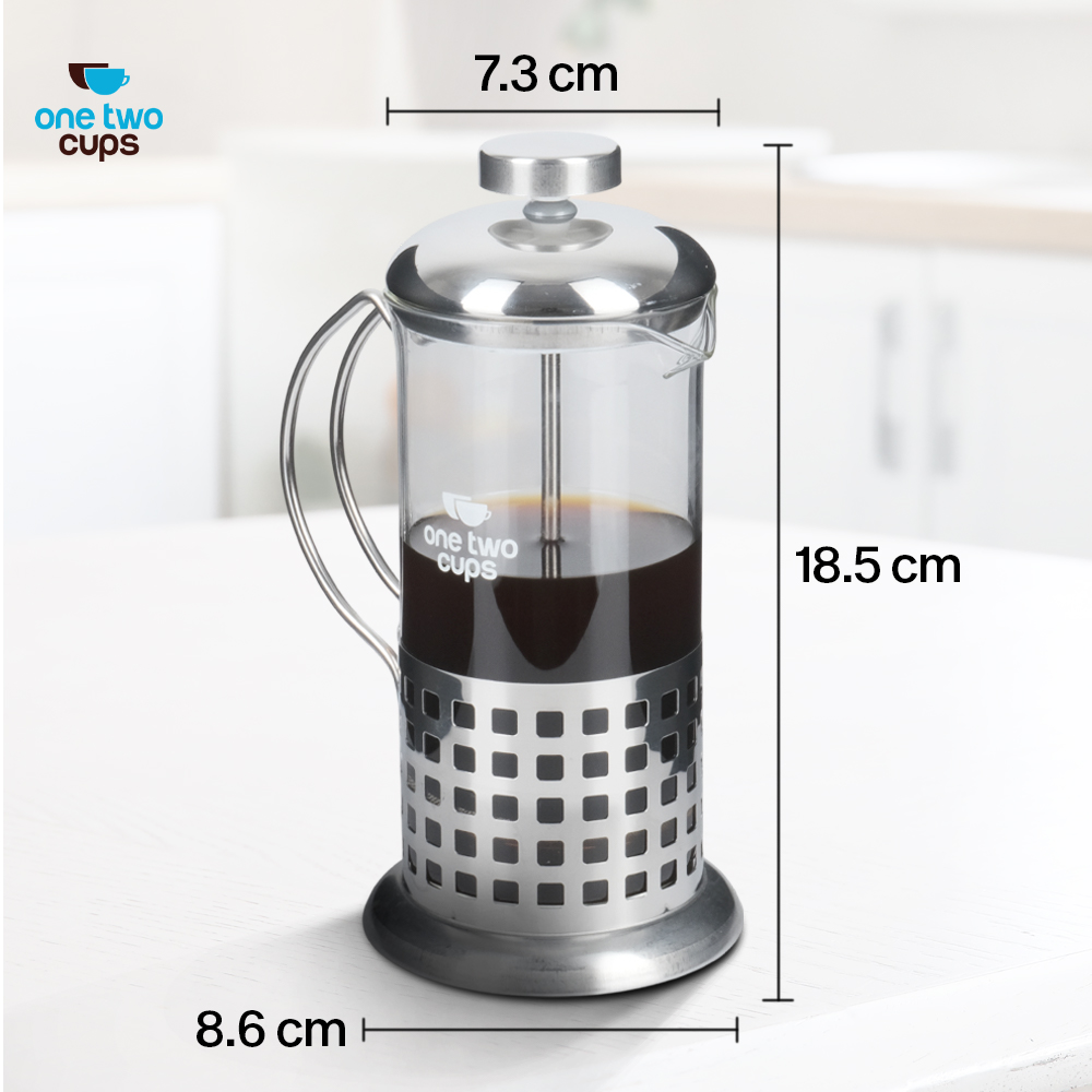 Gambar produk One Two Cups French Press Coffee Maker Pot Plunger Borosilicate 350ml Grid - KG72I