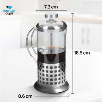 Gambar produk One Two Cups French Press Coffee Maker Pot Plunger Borosilicate 350ml Grid - KG72I