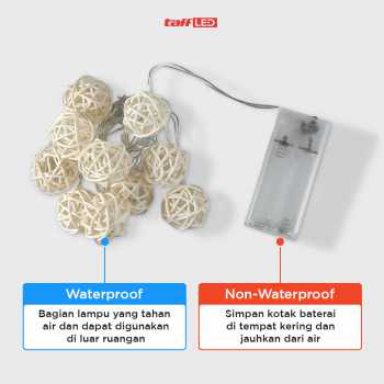 Gambar produk Lampu Hias String Lights Model Bola Rotan Waterproof 10 LED 1.7M - B073