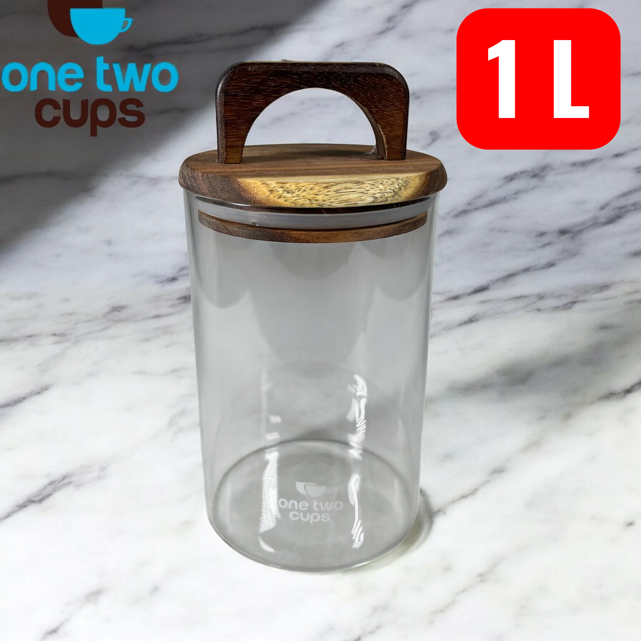 Gambar produk One Two Cups Toples Kaca Penyimpanan Makanan Kedap Udara Storage Jar 1L - CF170
