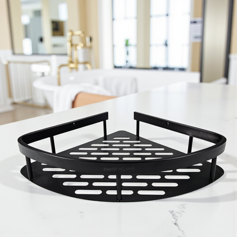 Gambar produk TaffHOME Rak Kamar Mandi Aluminium Triangular Bathroom Corner Shelf - RG2A