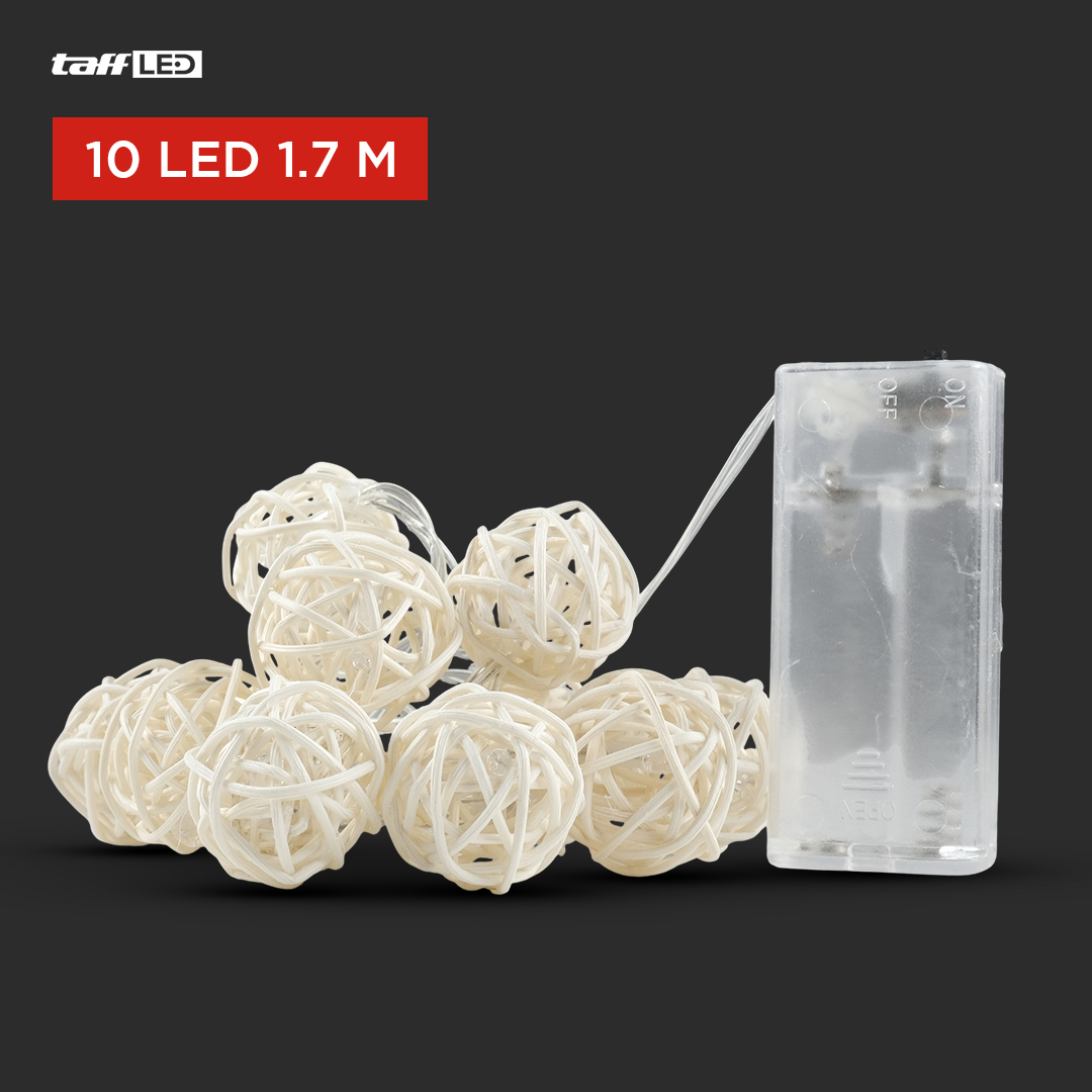 Gambar produk Lampu Hias String Lights Model Bola Rotan Waterproof 10 LED 1.7M - B073