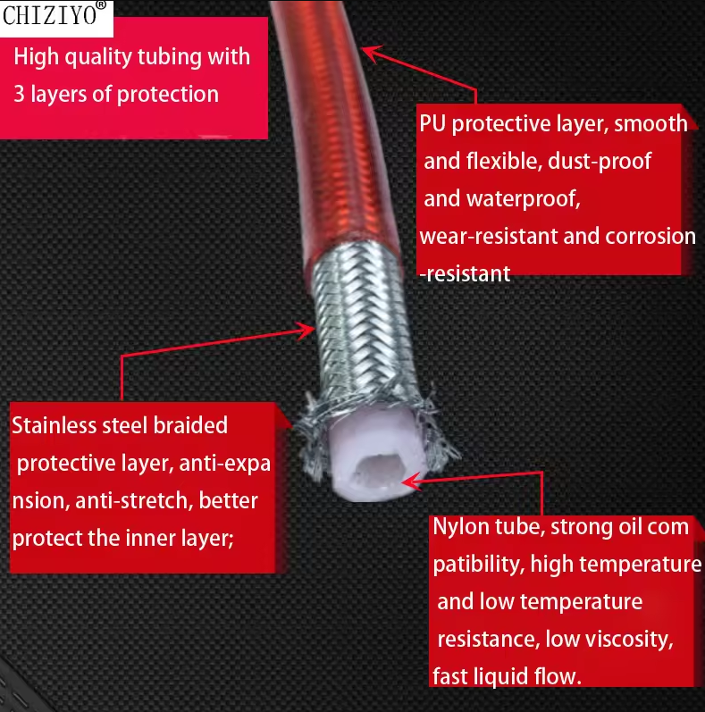 Gambar produk CHIZIYO Selang Rem Motor Motorcycle Hydraulic Disk Brake Hose 1PCS 120cm - CZ1