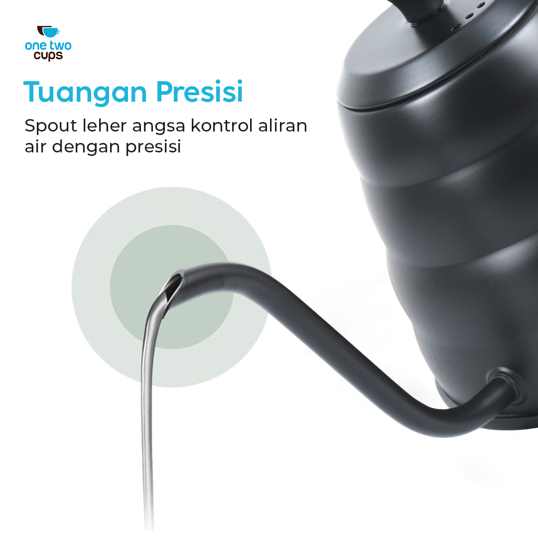 Gambar produk One Two Cups Teko Kopi Leher Angsa Pour Over Drip Kettle Thermometer 1.2L - KE4012
