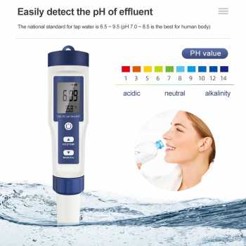 Gambar produk JUANJU Alat Ukur Kualitas Air Digital 5in1 PH TDS EC Meter Pen - J51