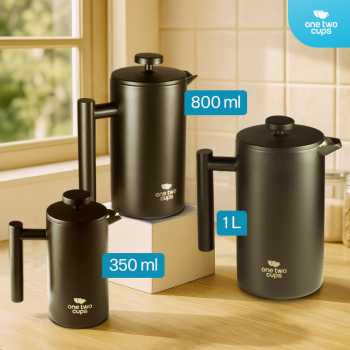 Gambar produk One Two Cups French Press Coffee Maker Pot Plunger Stainless Steel 350ml - FP1L