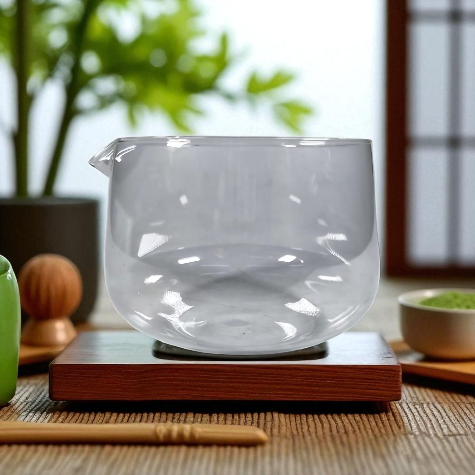Gambar produk OYCHA Mangkuk Teh Chawan Kaca Transparent Japanese Matcha Bowl Large Belly - OY-12