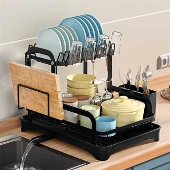 Gambar produk Elemore Rak Piring Dapur Wastafel Carbon Steel Drying Storage Rack - E42