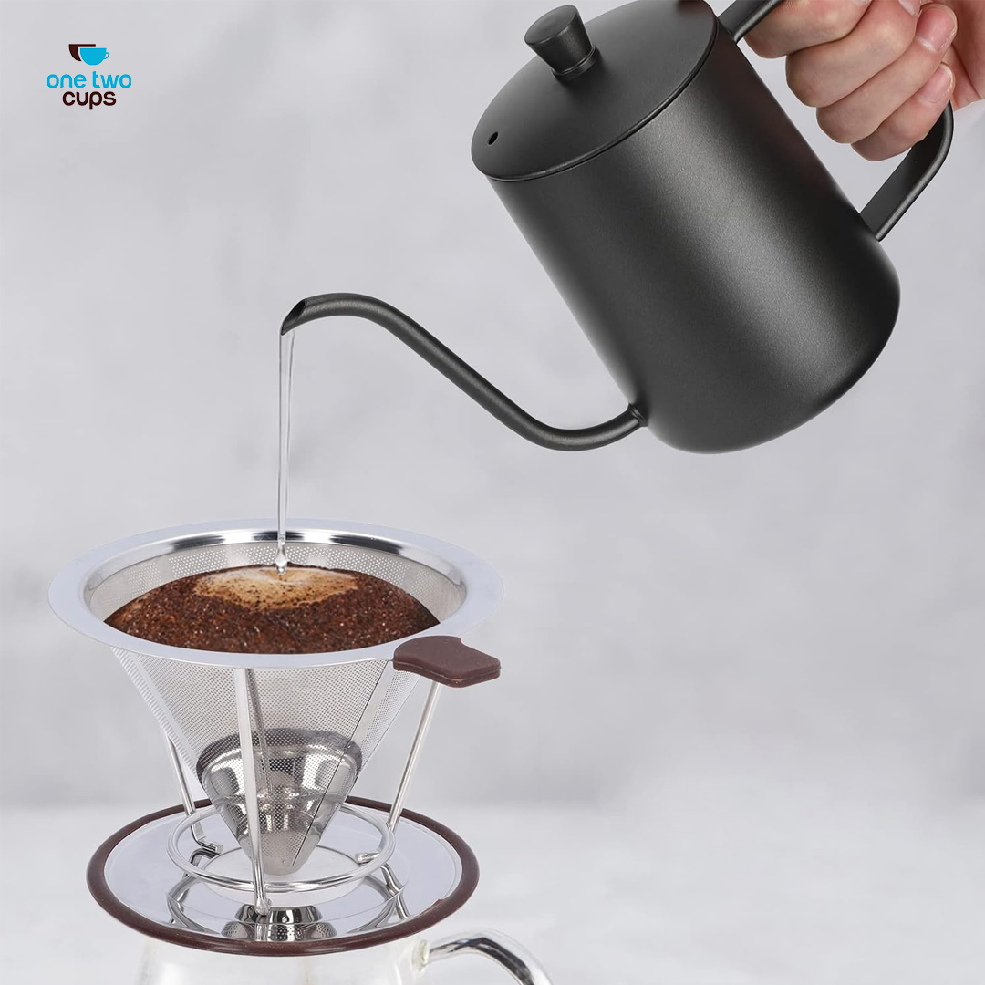 One Two Cups Saringan Kopi Stainless Steel 304 Filter V60 Large - F-412 Gambar produk One Two Cups Saringan Kopi Stainless Steel 304 Filter V60 Large - F-412