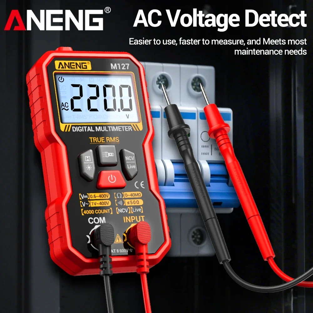 Gambar produk ANENG Digital Multimeter Voltage Tester AC/DC NCV Flash 4000 Counts - M127