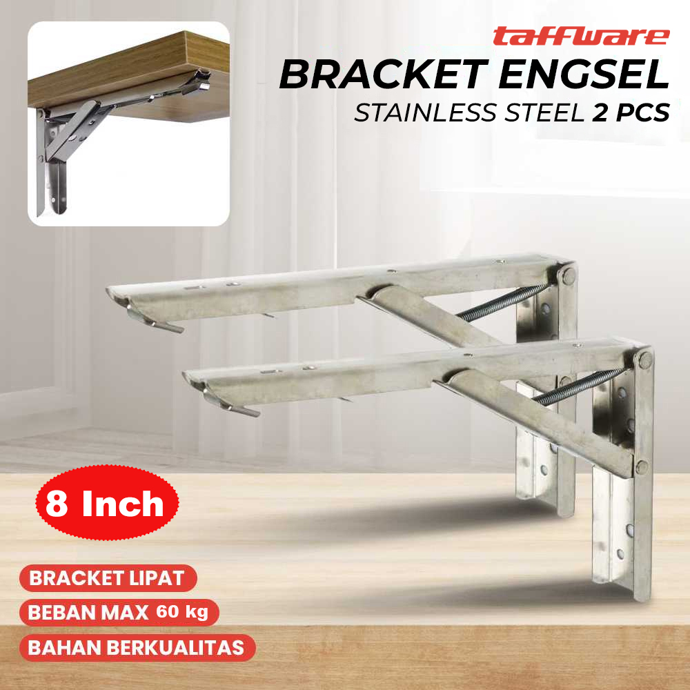 Gambar produk Taffware Bracket Engsel Stainless Steel 65kg 8 Inch 2 PCS - XIDA-JM004