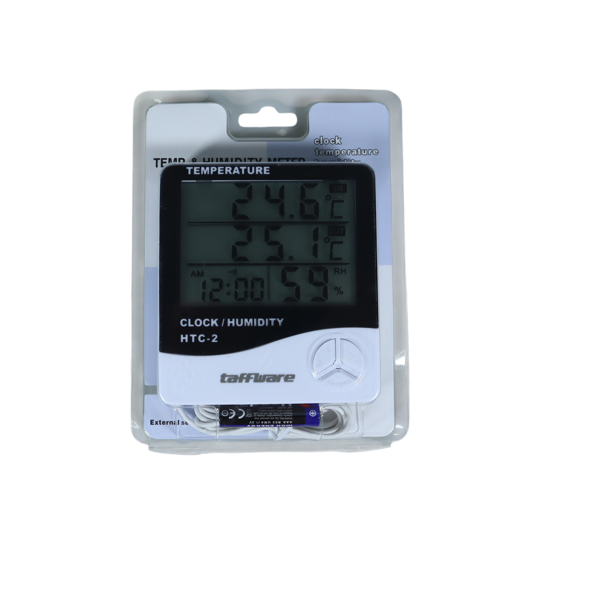 Gambar produk Taffware Alat Pengukur Suhu Humidity Digital Temperature Meter Clock - HTC-2