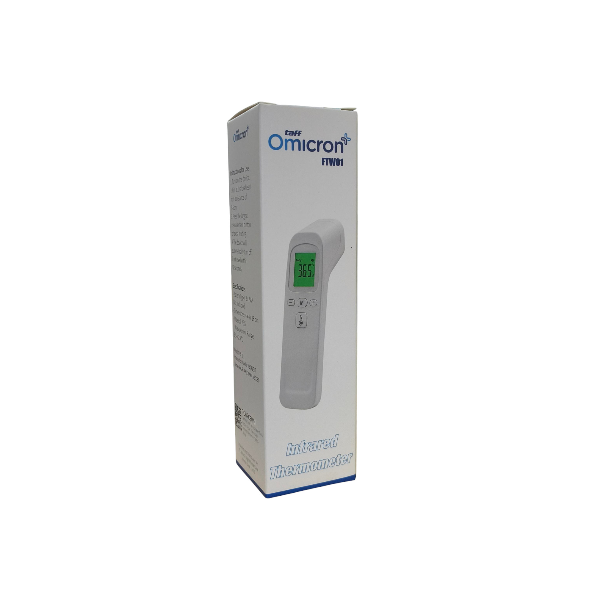Gambar produk TaffOmicron Termometer Suhu Badan Digital Thermogun Infrared Memory - FTW01