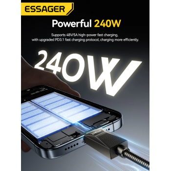 Gambar produk ESSAGER Kabel Data USB Type C Multifungsi Fast Charging 240W 1M - EXCTT3-SB0A-Z