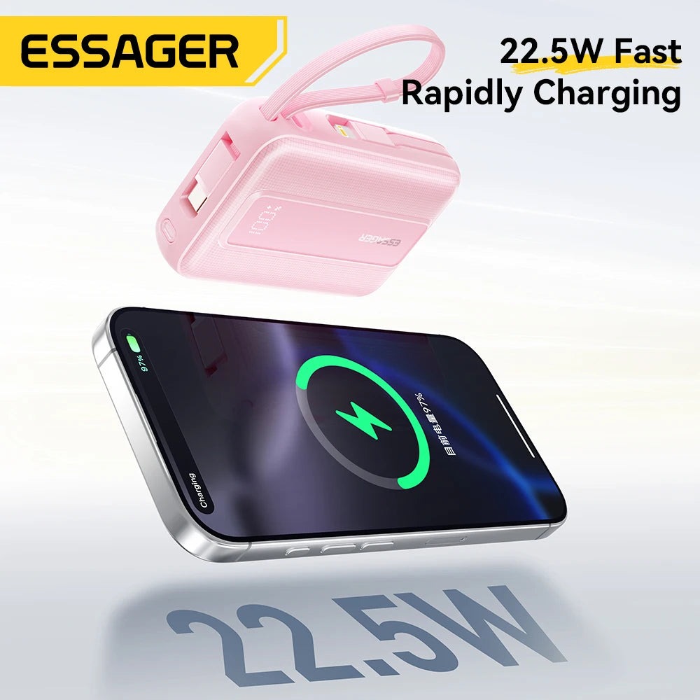 Gambar produk Essager Power Bank Digital Display USB C Builtin Cable 22.5W 20000mAh - ES-D024