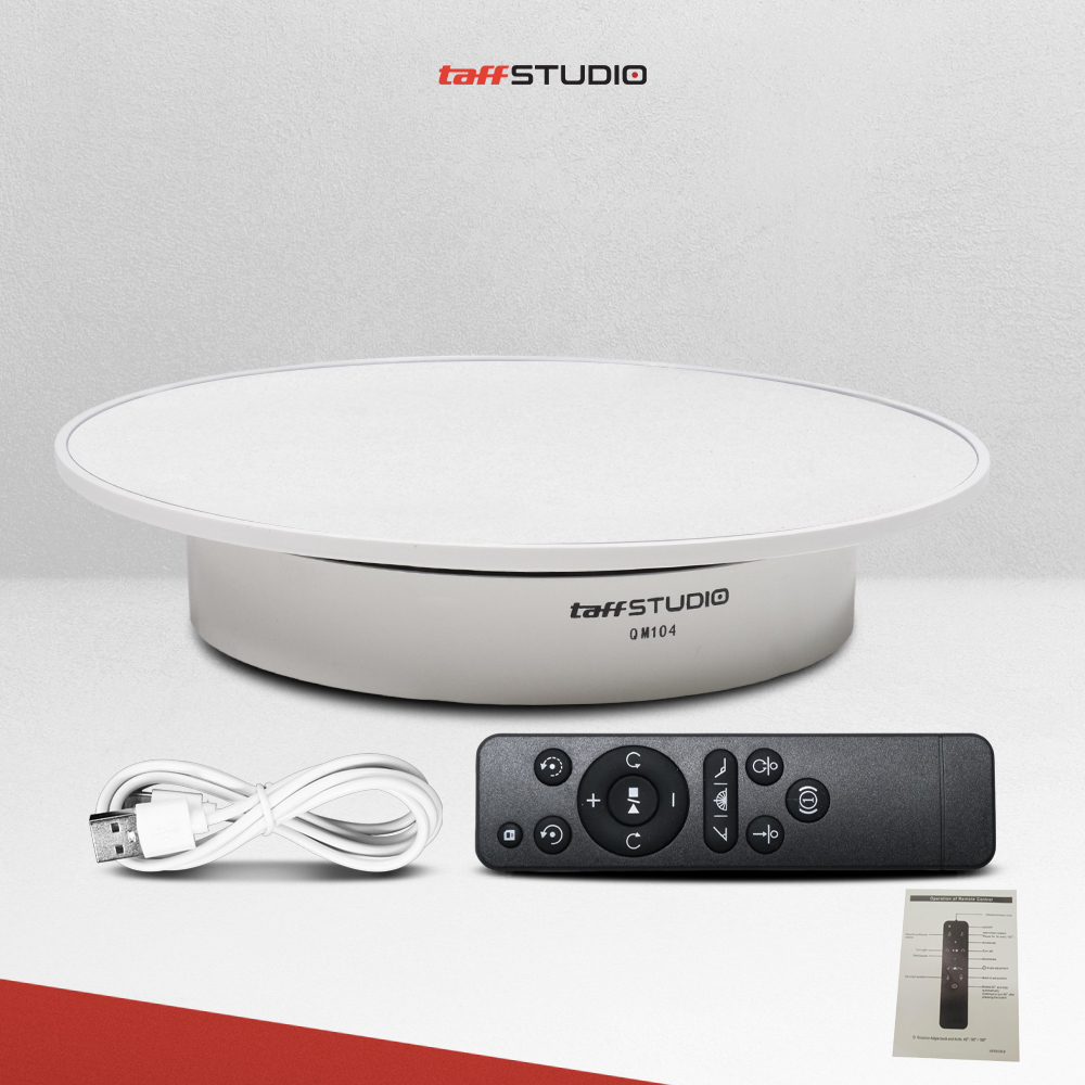 Gambar produk TaffSTUDIO Alas Putar Fotografi Velvet Full Rotating 20cm with Remote - QM104