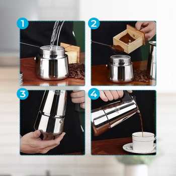 Gambar produk One Two Cups Moka Pot Espresso Coffee Maker Stovetop 12 Cup 600ml - Z21